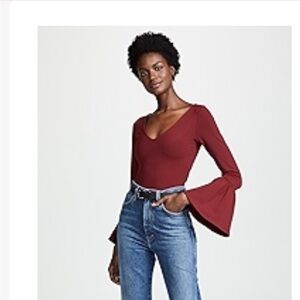 Susana Monaco Burgundy Flare Sleeve Top